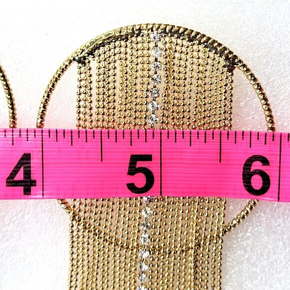 Gold Tone Tassel Earrings Gold Tone Chandelier Earrings Bridal Earring - Picture 5 of 8